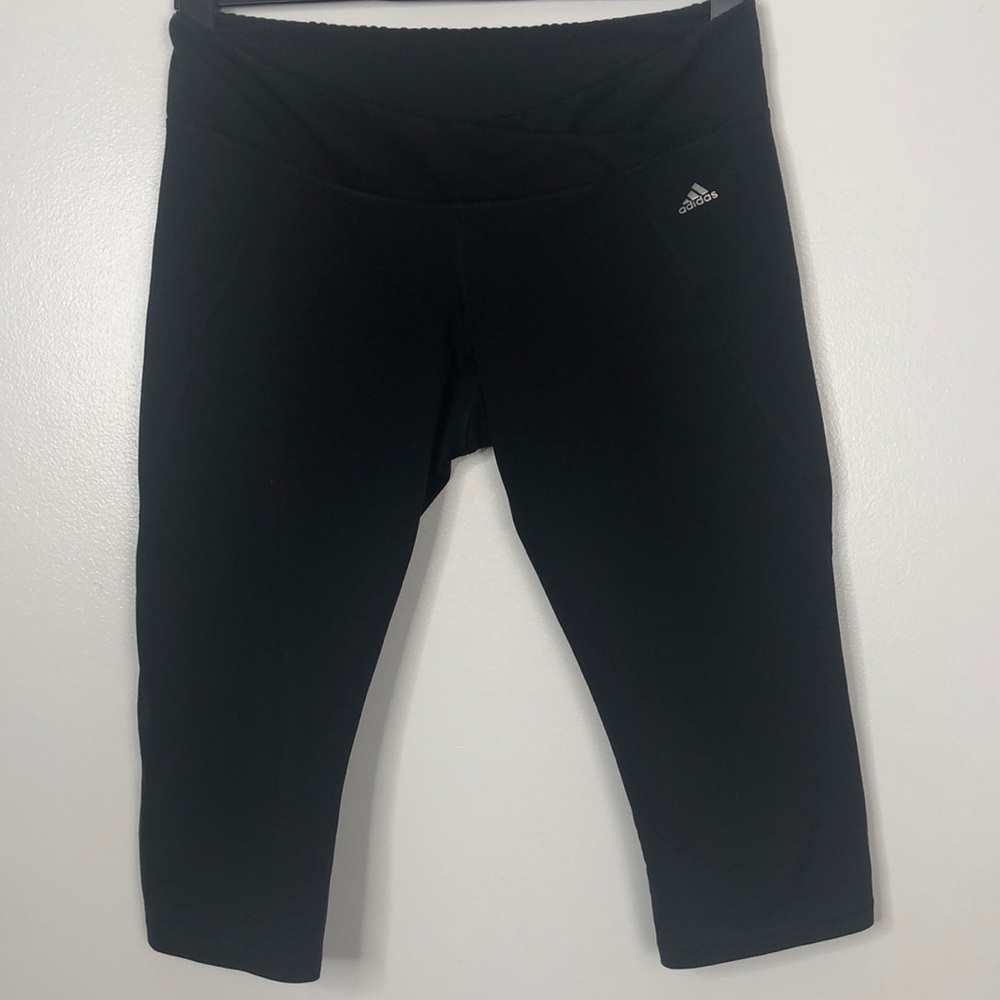 Adidas Black Capri Athletic Pants Athleisure, Sz L